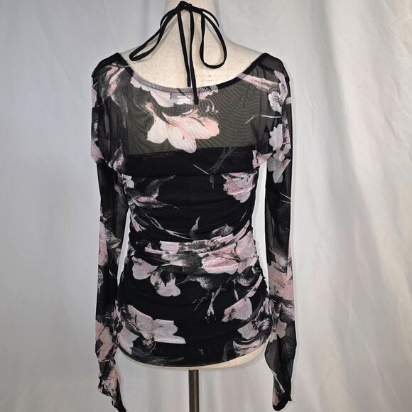 Venus Halter Neck Sheer Floral Blouse Size Medium - Picture 3 of 5